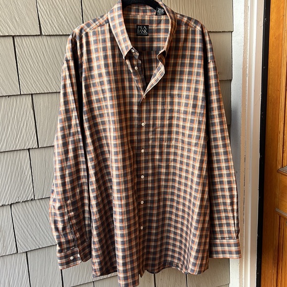 JoS A BANK Plaid Shirt with Orange and‎ Gray Pattern Mens size XL - Picture 10 of 10
